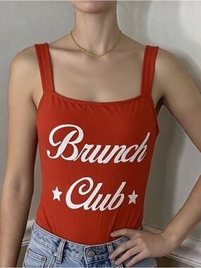 🩷 5 for $20! NWT Fashion Nova Red 'Brunch Club' Tank Top